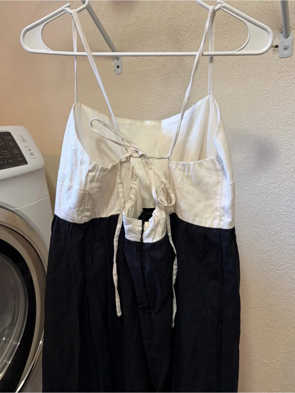 NWT Abercrombie & Fitch Women’s Tie-Back Babydoll Maxi Dress Black & White